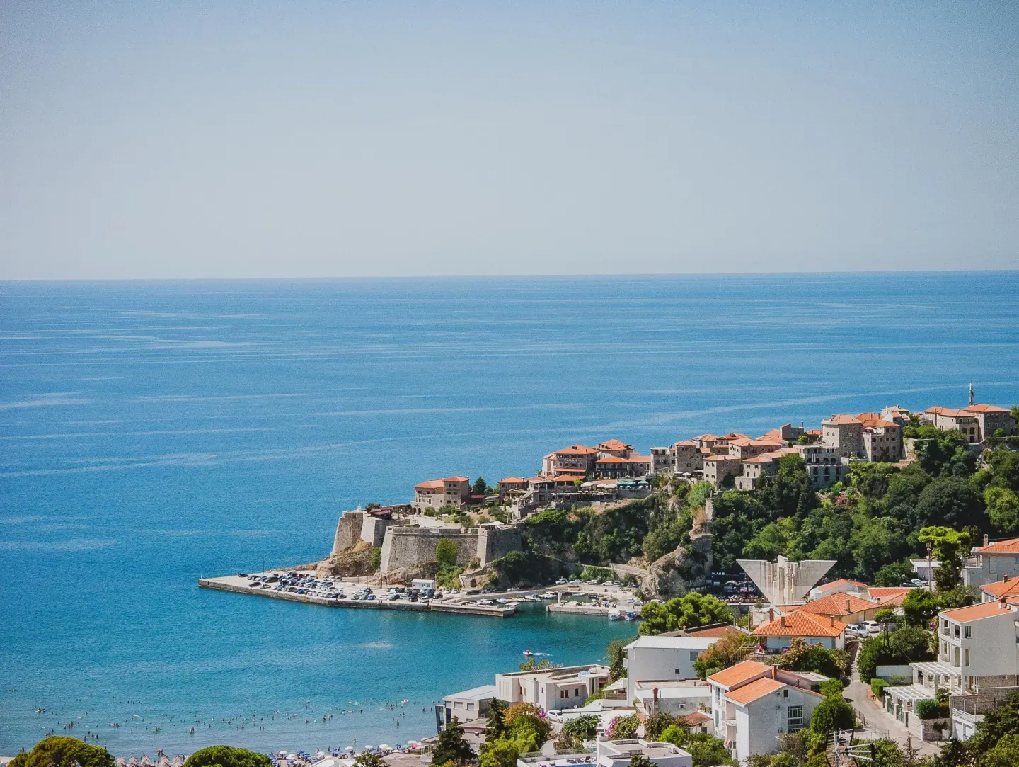 Ulcinj old town above the Adriatic coast