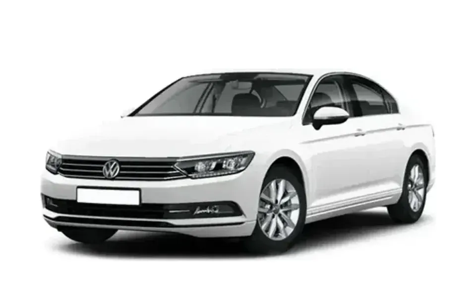 Volkswagen Passat rental car on a white background